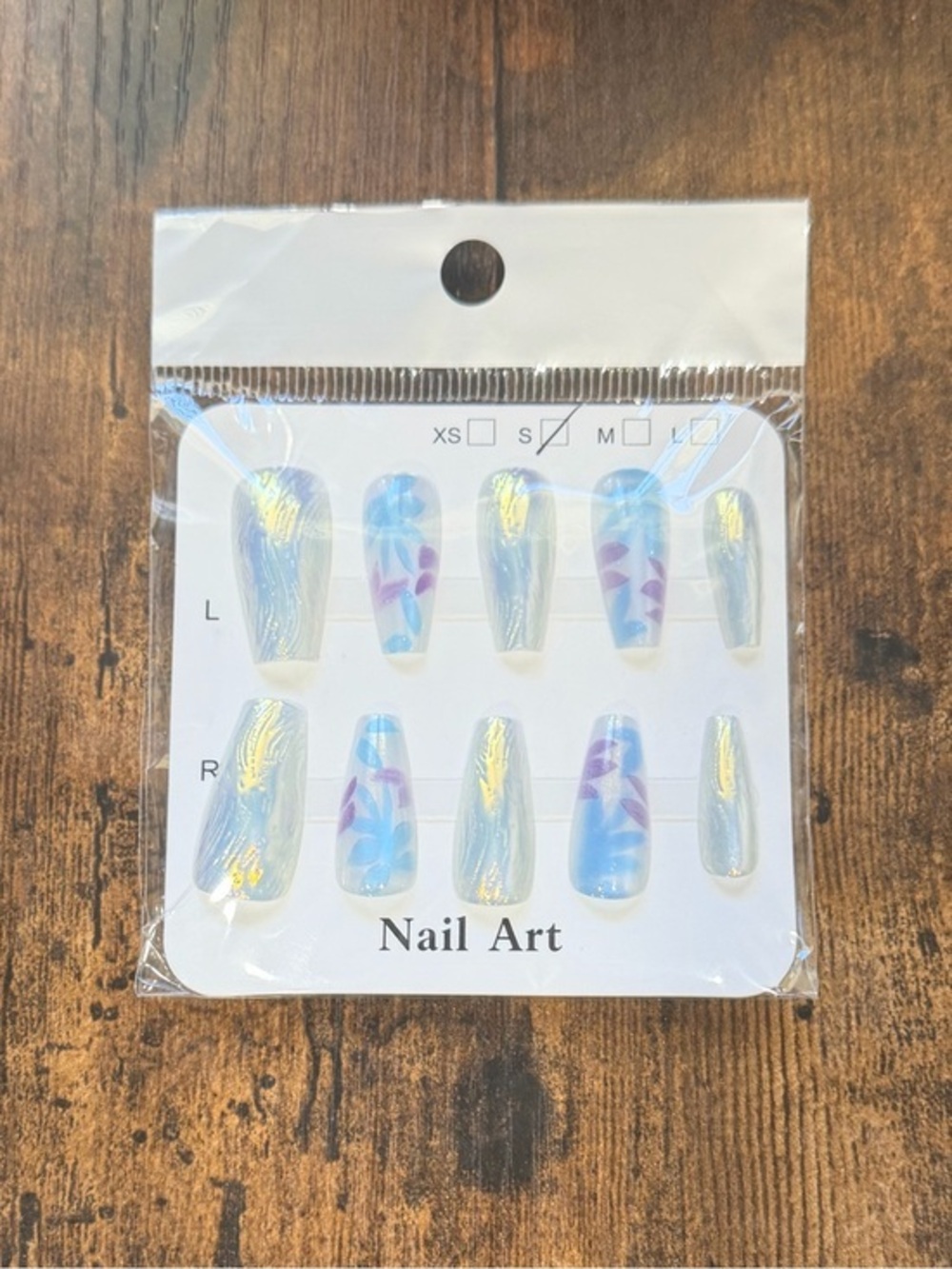 Nail Art Blue & Purple Floral Press-On Nails